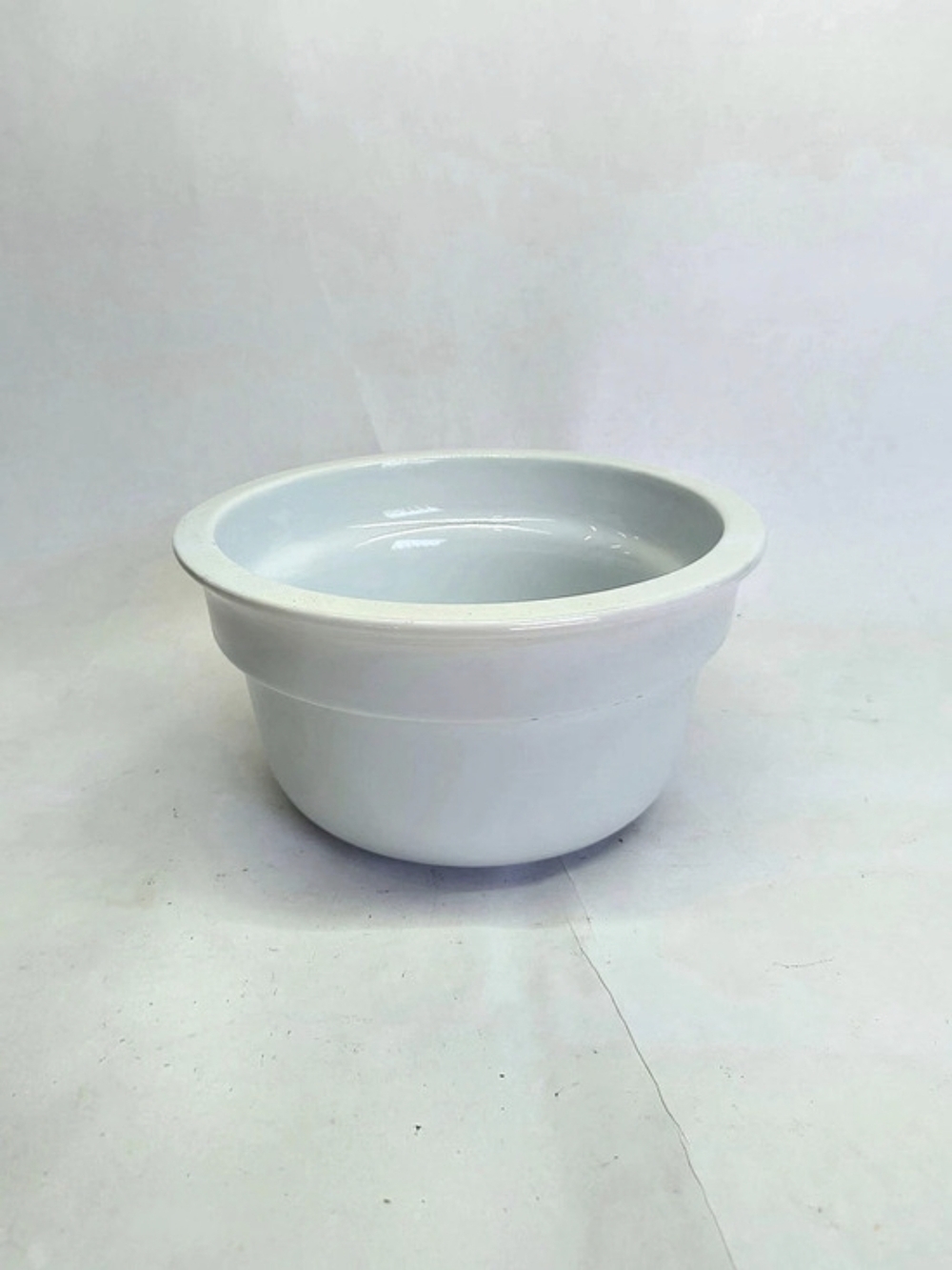 WILLIAMS SONOMA Vintage White Ironstone Stoneware Round Mixing Serve Bowl Italy